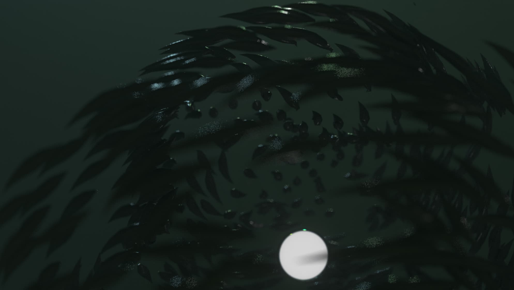 Water Gate still with moon over water